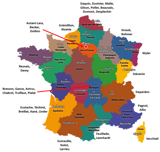 French Regions (old) and filmmakers